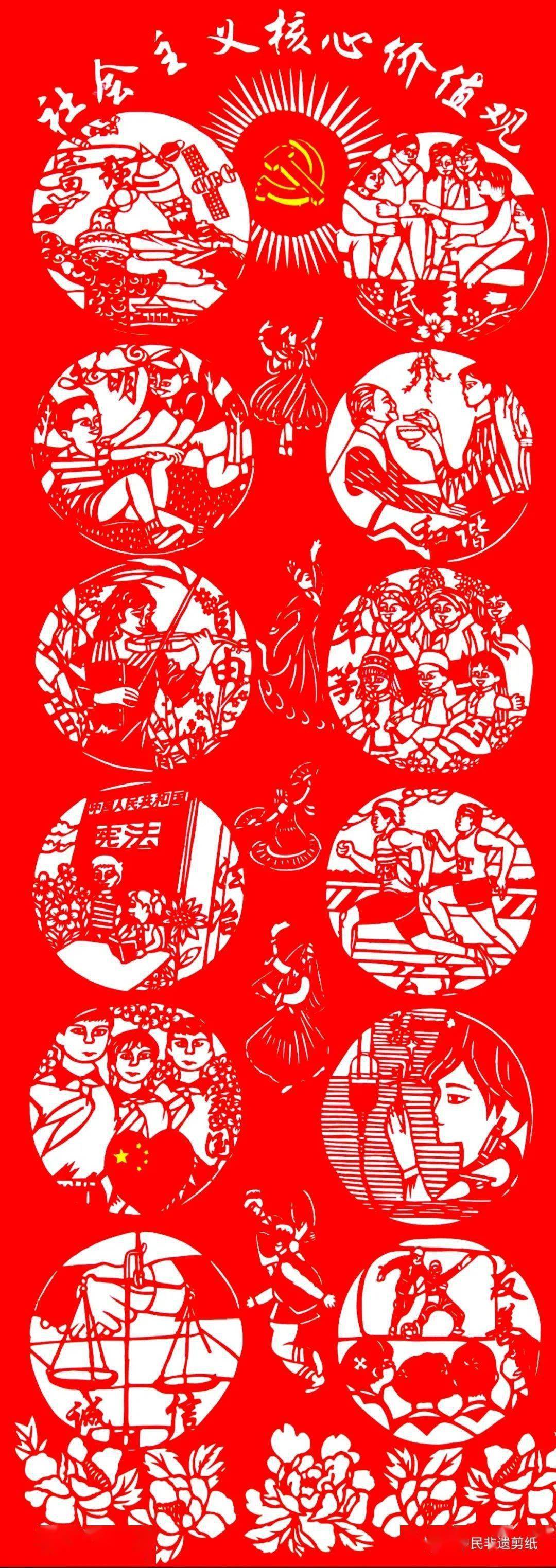 【弘扬中华文化 讲好中国故事】中民非遗剪纸传承人“社会主义核心价值观”主题原创展_作品_民间_人民