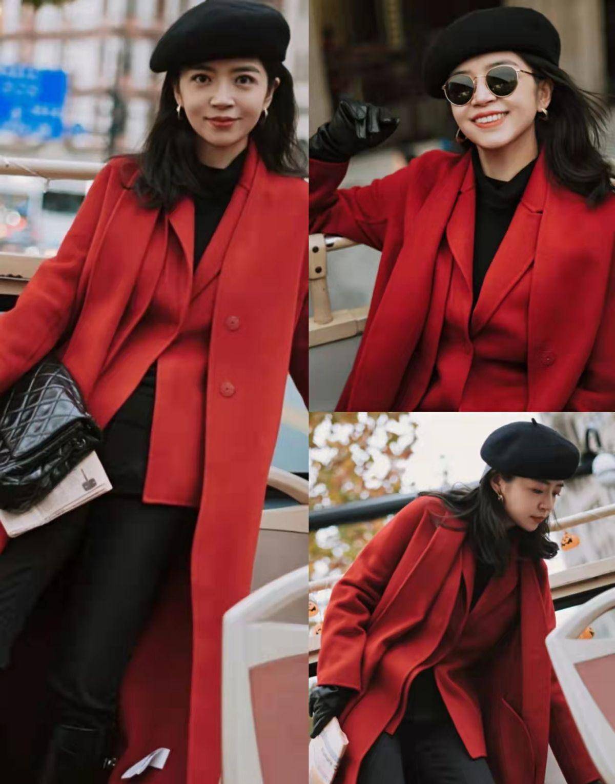 经典"红黑"搭配,搭出你的新年首秀_红色_黑色_整体