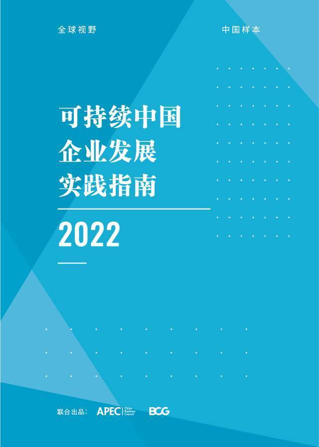 BCG&APEC：可持续中国企业发展实践指南