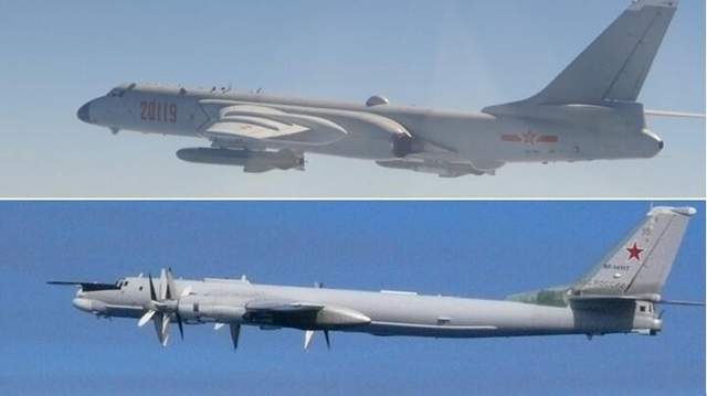 中俄6架轰炸机联合巡航，苏-35护卫，韩军F-15紧急升空