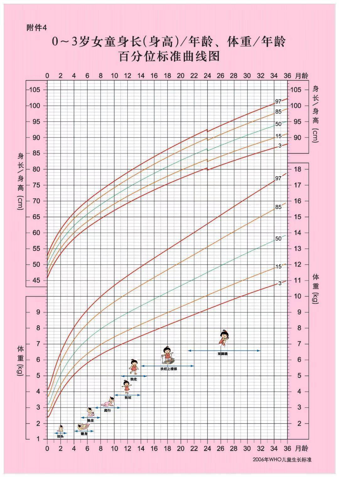 两张图：判断不同月龄段男/女宝宝身高、体重是否正常