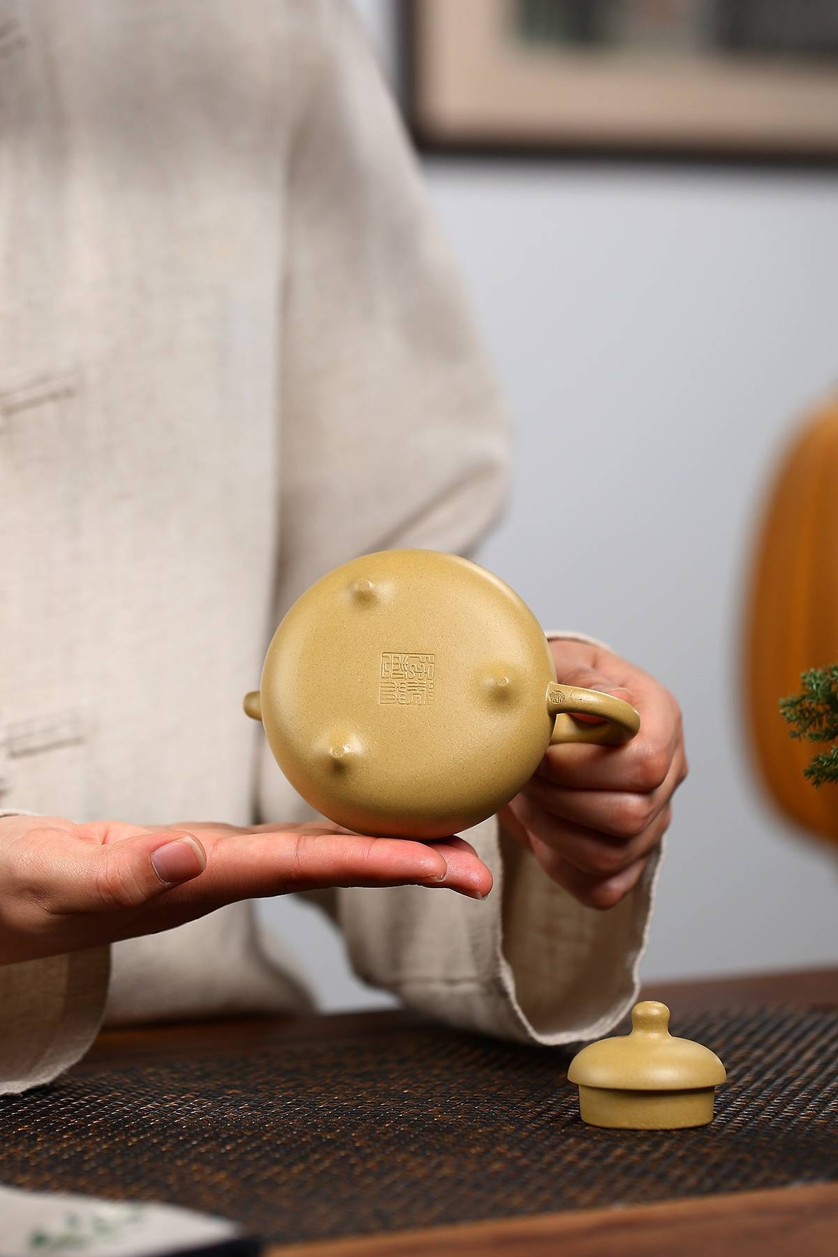 宜兴紫砂范林强大师纯手工制作三足乳鼎原矿稀有本山绿高端茶器_壶嘴