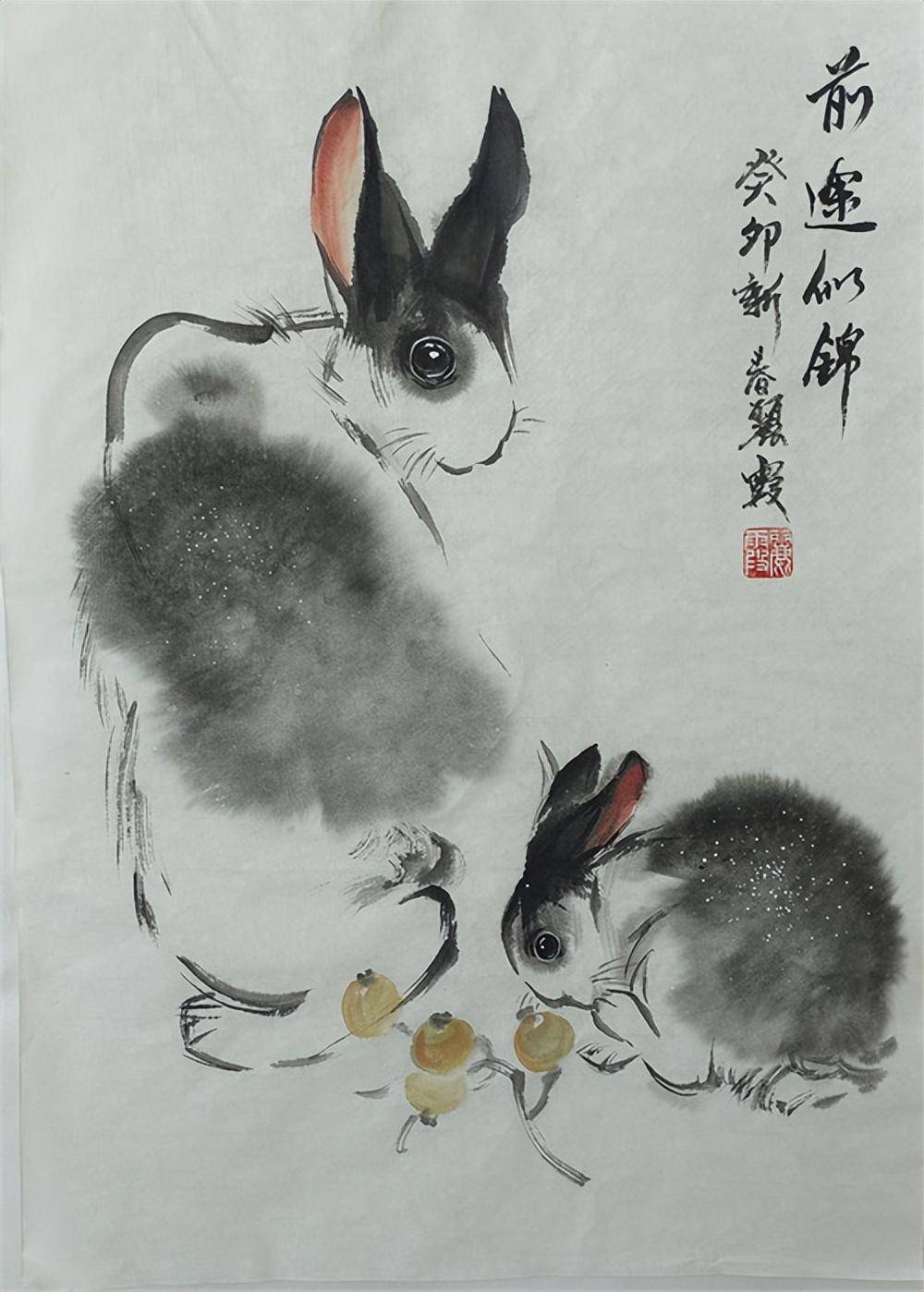 玉兔献瑞 国画贺岁--董丽霞老师生肖画作品赏析_象征_兔子_人们
