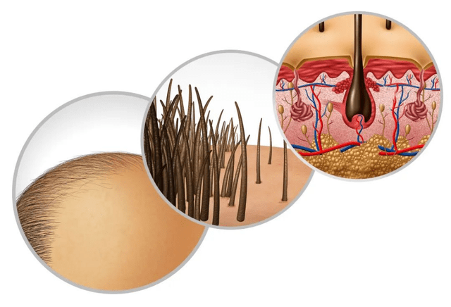 毛囊从受损,到头发脱落,再带毛囊彻底死亡,这是需要一个过程的,有些人