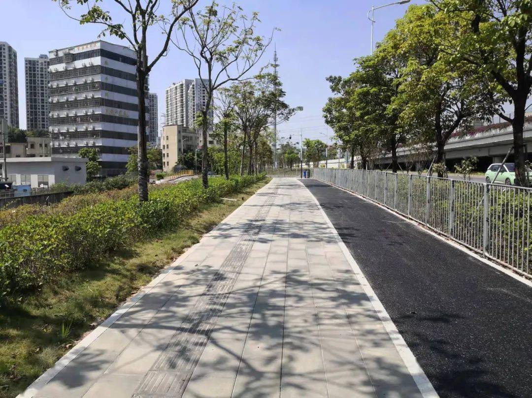 龙澜大道辅道"人非共板 混凝土铺装"非机动车道▲华兴路"人非共板