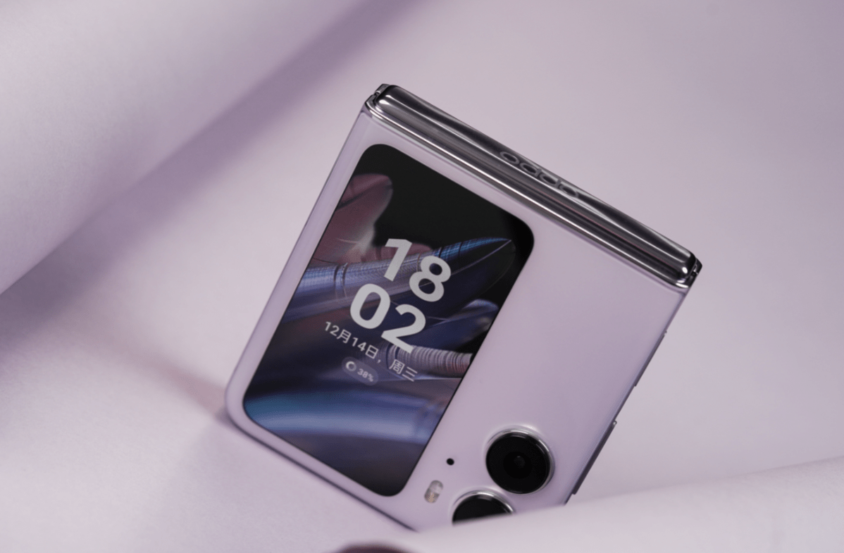 oppo find n2 flip暮紫图赏:薰衣草设计下,有着大外屏和强续航_翻盖