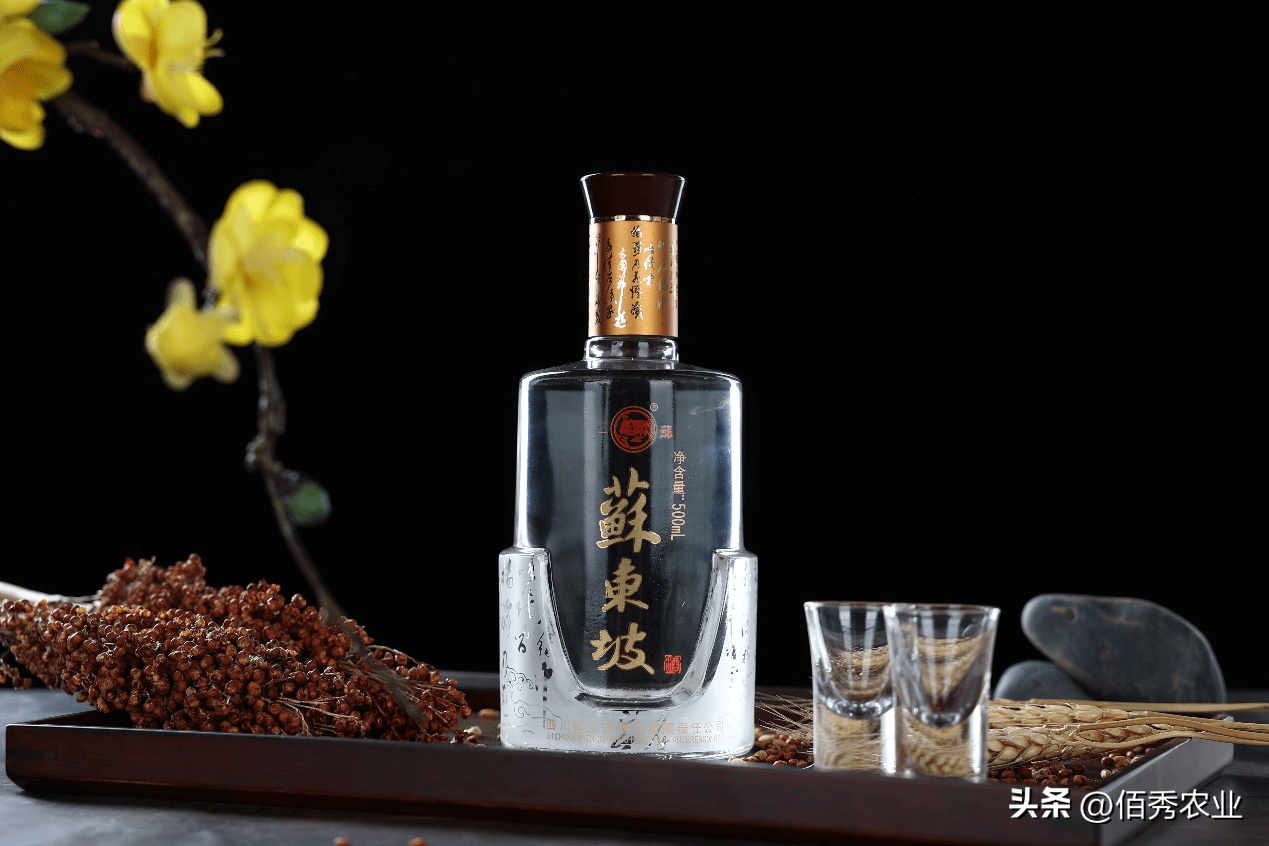 苏东坡酒圆台型瓶身质朴稳重,两侧钟鼎花纹更显古典大气,百元的价格