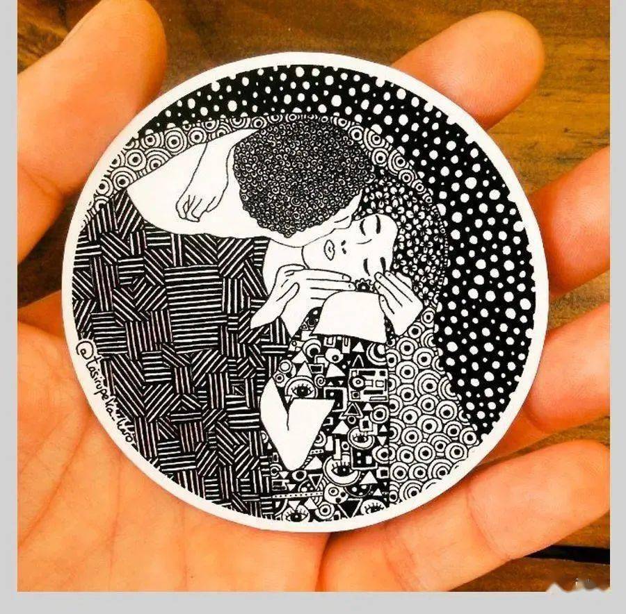 她把世界名画爆改成黑白装饰画,真好看!_壁纸_插画_进行