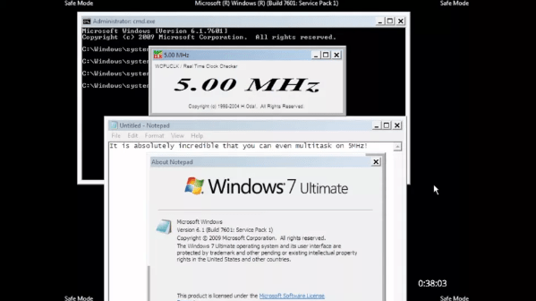 开发者用5MHz CPU、128MB内存成功运行Win7系统，启动需28分钟_处理器_时钟_频率