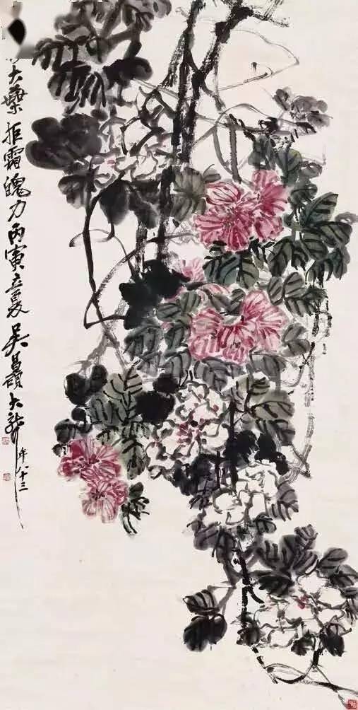 吴昌硕写意花卉精品，艳而不俗！_搜狐网