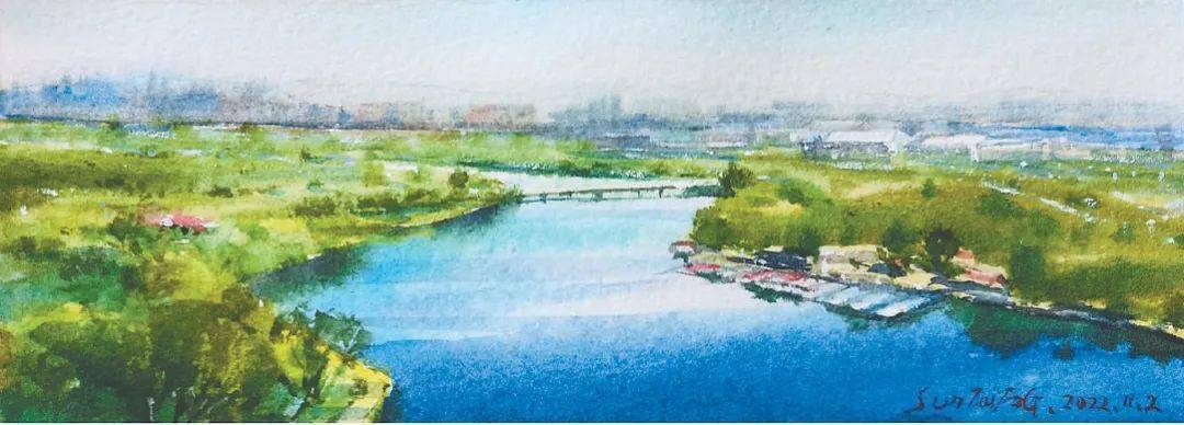 通州大运河绘画图片