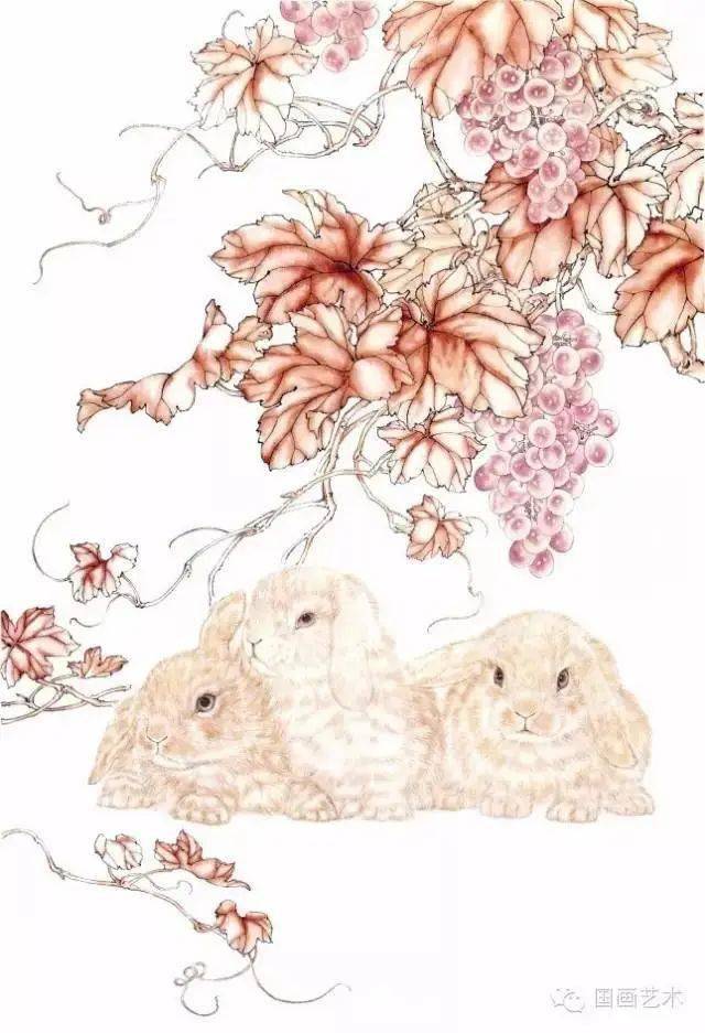 玉兔迎春,一起学习工笔兔画法!_步骤_兔子_胭脂