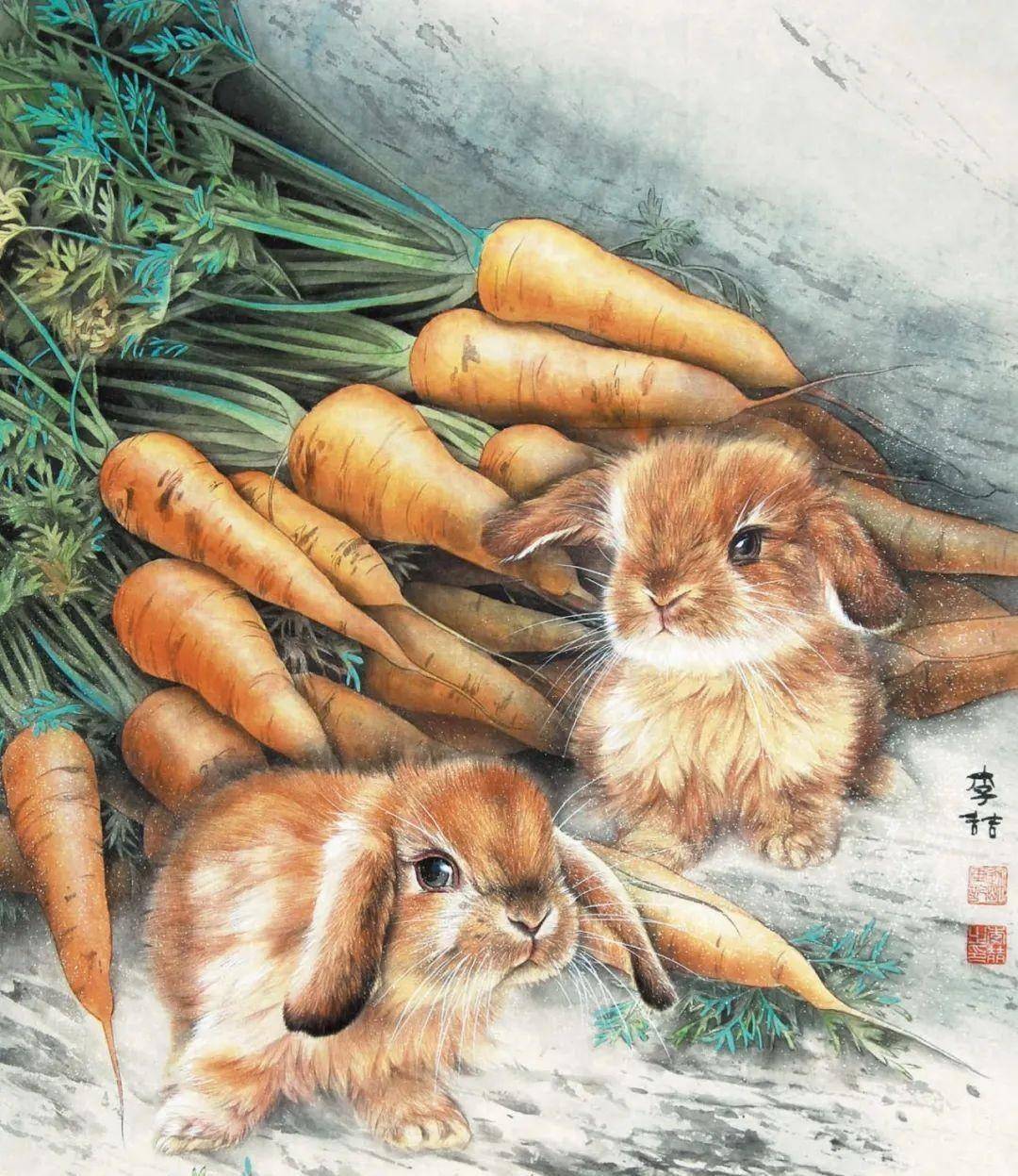 兔子工笔画图片大全图片
