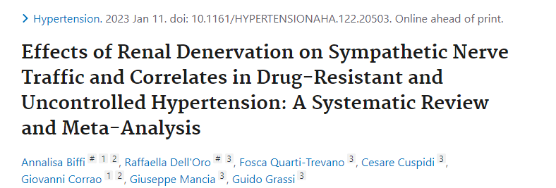 每日毅讯| Hypertension：肾动脉消融RDN对中枢交感神经活性的影响