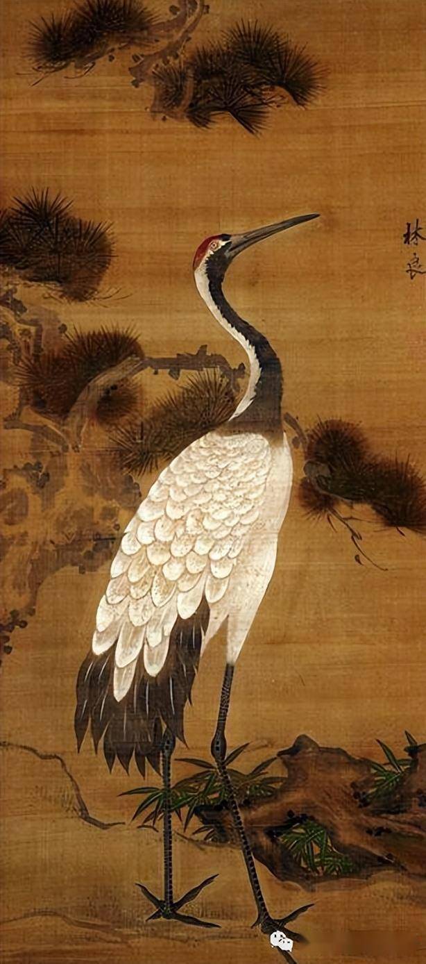 每日一赏 |中国国画历代精品高清展:明代 林良《松鹤延年对屏》_花鸟