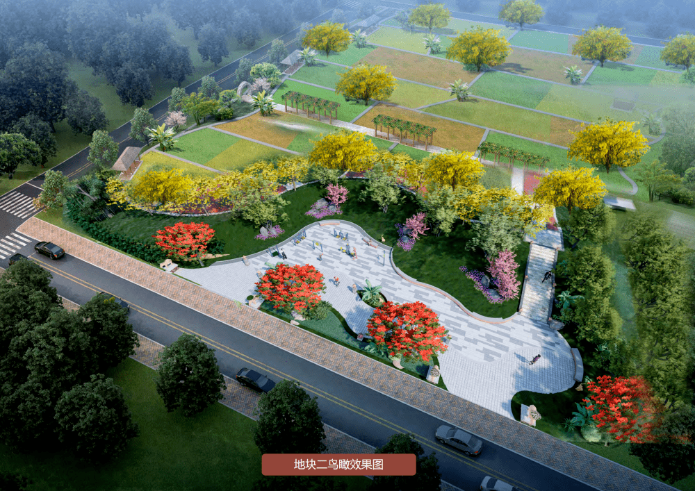 南山社区街头绿地项目地块二效果图,鸟瞰图2022年已完成阳江水系公园