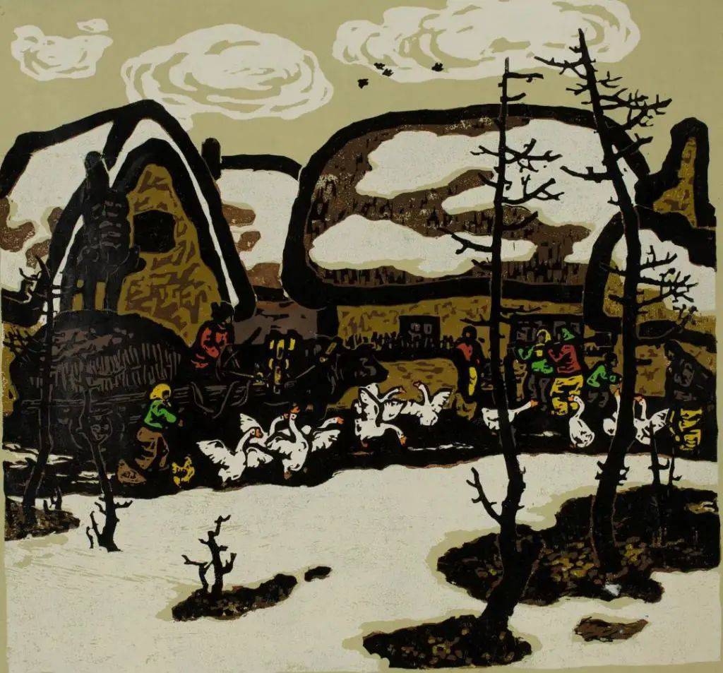 跟随黑龙江省美术馆馆藏作品线上展,感受"好雨知时节"_版画_雨水_中国