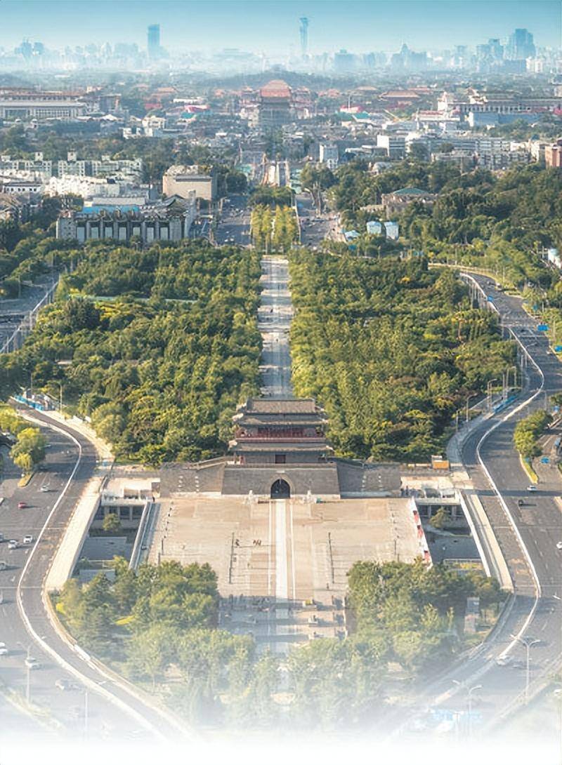 北京中轴线永定门航拍马文晓摄(影像中国)北京中轴线建筑景观序列