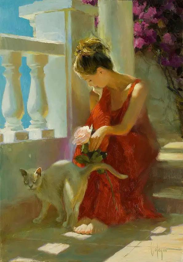 只画美女,俄罗斯画家弗拉基米尔的油画_volegov_艺术_母亲