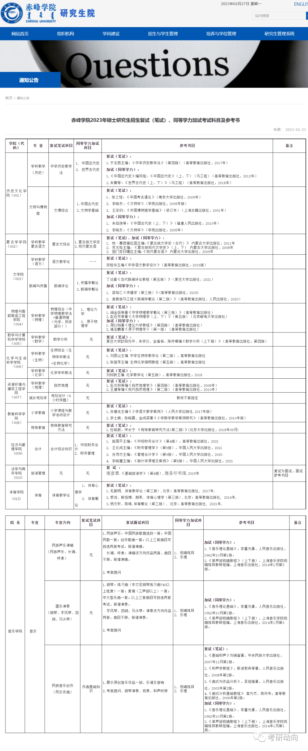 更新整理!院校23考研复试参考书目!_雪儿_黑龙江_科技学院