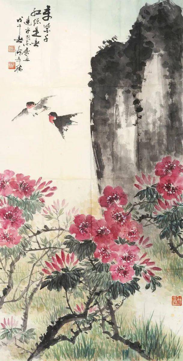 小写意春燕,太美了_花鸟_张辛稼_艺术