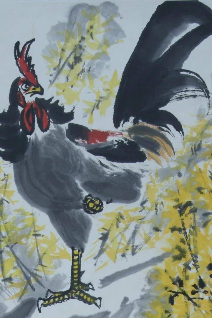 陈大羽纸本设色雄鸡迎春图_齐白石_青岛_作品