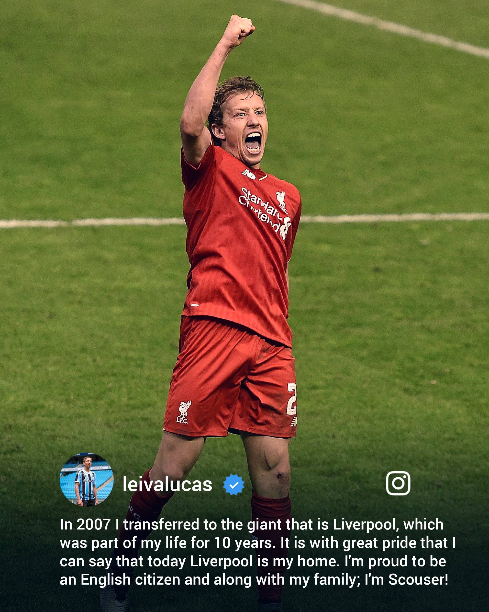 卢卡斯-雷瓦社媒称自豪为利物浦效力,利物浦官推转发致敬