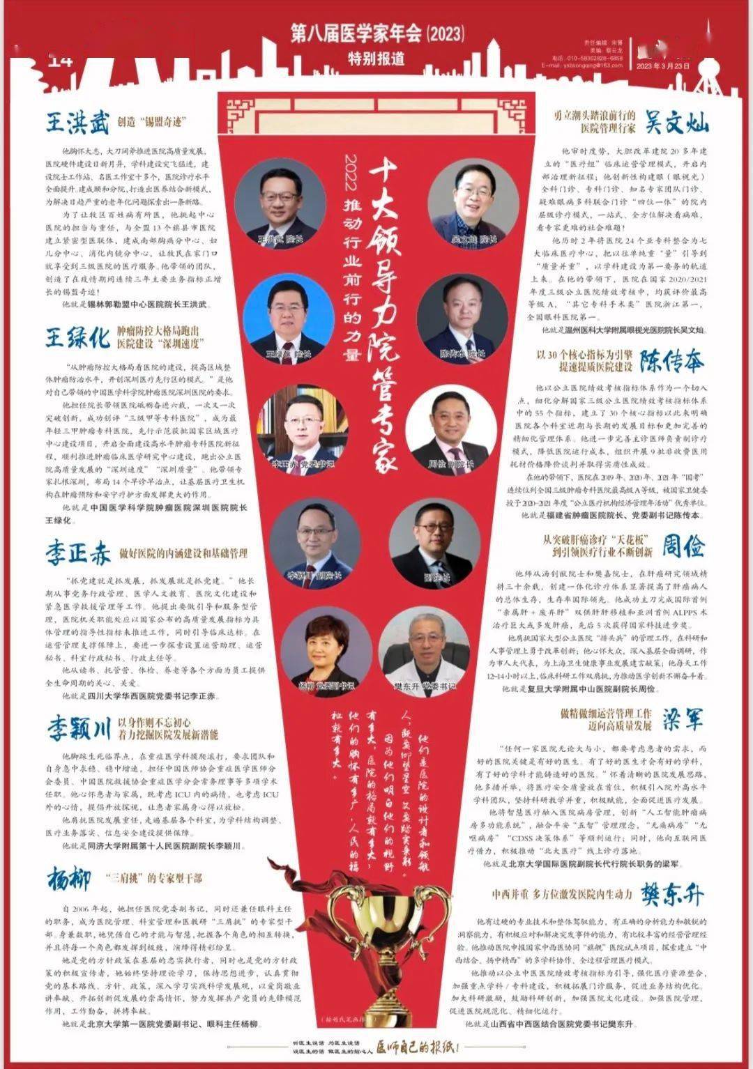 北京大学国际医院梁军院长荣获2022年度“推进行业前行的力量——十大领导力院管专家”荣誉