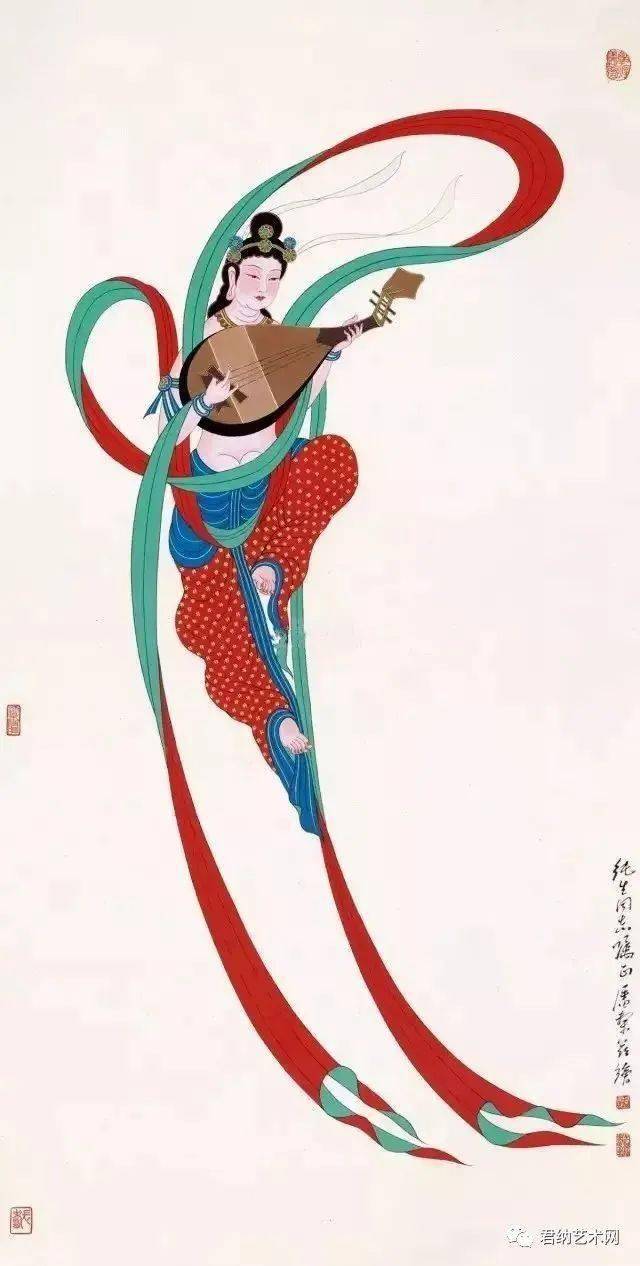 两大名家画“飞天”_张大千_潘絜兹_敦煌