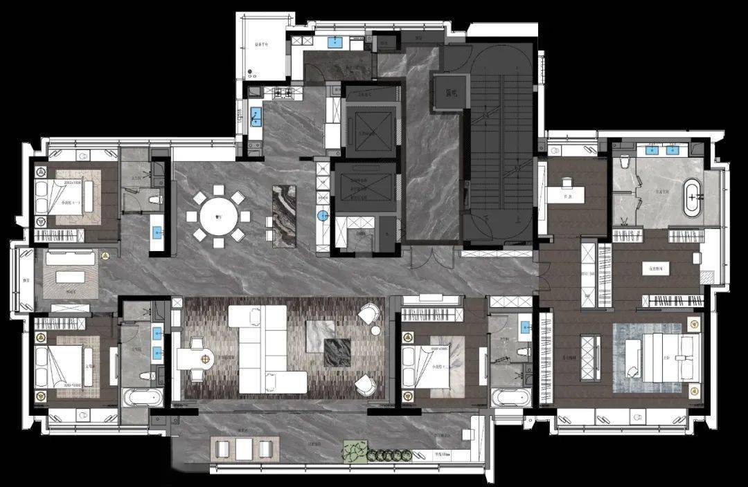 (1)建面約268㎡戶型為起步門檻,四房兩廳兩衛,兩梯兩戶,層高約3.