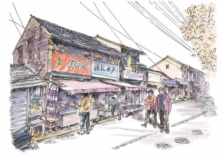 极美雨花|《画说西善》_老街_农贸市场_柿子