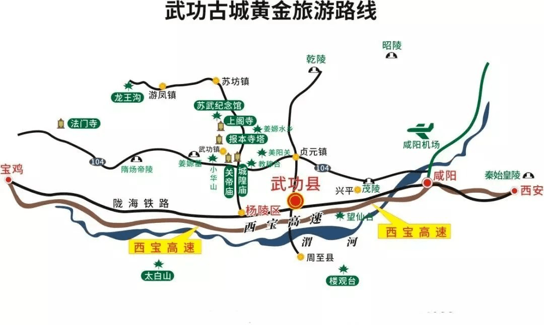 5小时】线路二:西安(西宝北线)→咸阳→兴平→长宁镇→贞元镇→代家乡