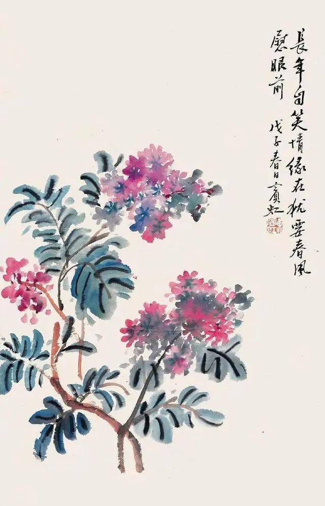 潘天寿：黄宾虹的花鸟，有水流花放之妙_cm_浙江省博物馆_花卉