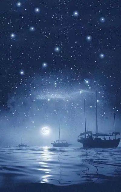 月亮点亮星星睡个好觉吧做个甜甜的梦在宁静的夜晚里放松自己让星河