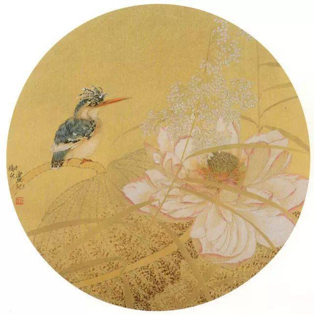 图文教程 | 工笔荷花翠鸟《花语菩提》绘画步骤_白色_荷叶_点画