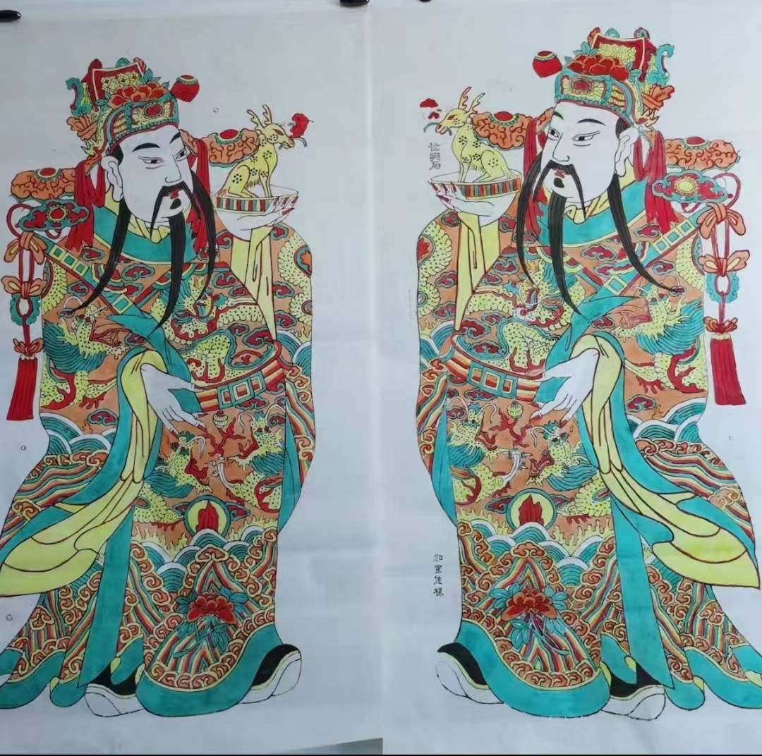 门神估计是天官,寓意为加官进爵.
