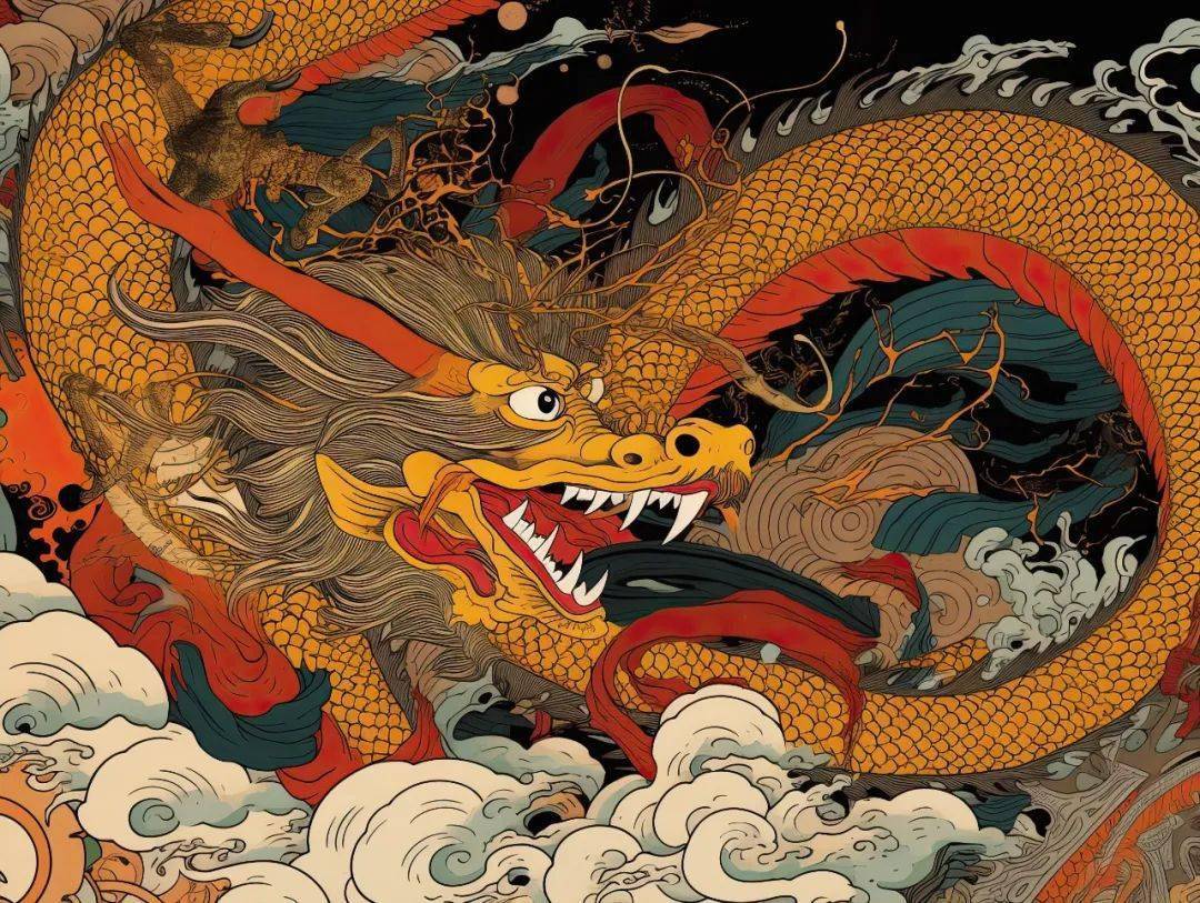 南派,这张《龙》送给你.浮世绘风格,好看是好看的,就是柴了一点.