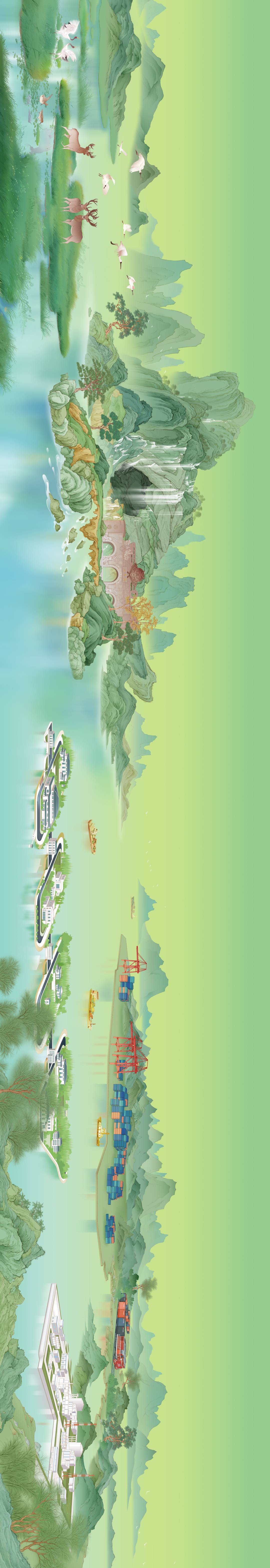 《新千里江山图·锦绣江苏》长卷,来了_插画_林渊_金叶