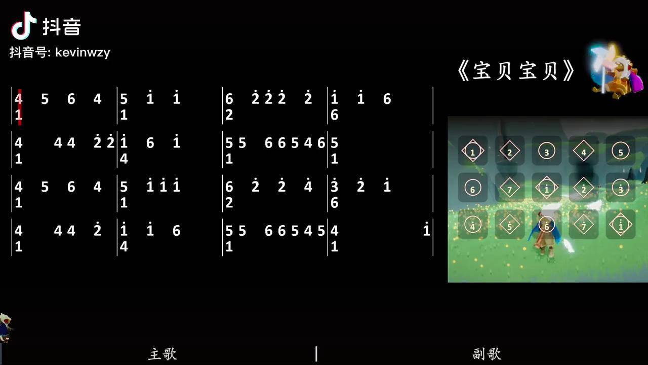 《宝贝宝贝》2指数字简谱 光遇 光遇琴谱 宝贝宝贝 两只老虎爱跳舞