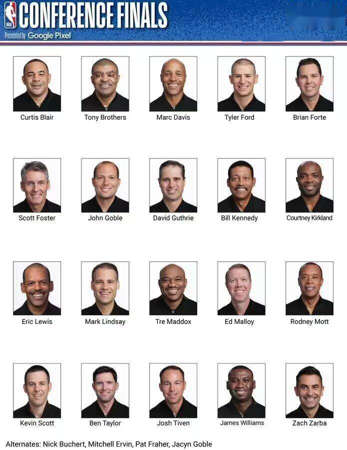 分区决赛裁判大名单:福斯特,"托尼兄弟",埃里克-刘易斯在列_1_nba