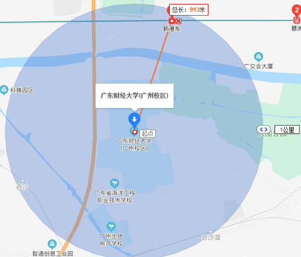 05廣州商學院廣商從西南1門至湯村站b出口只需步行133米,坐到鎮龍站