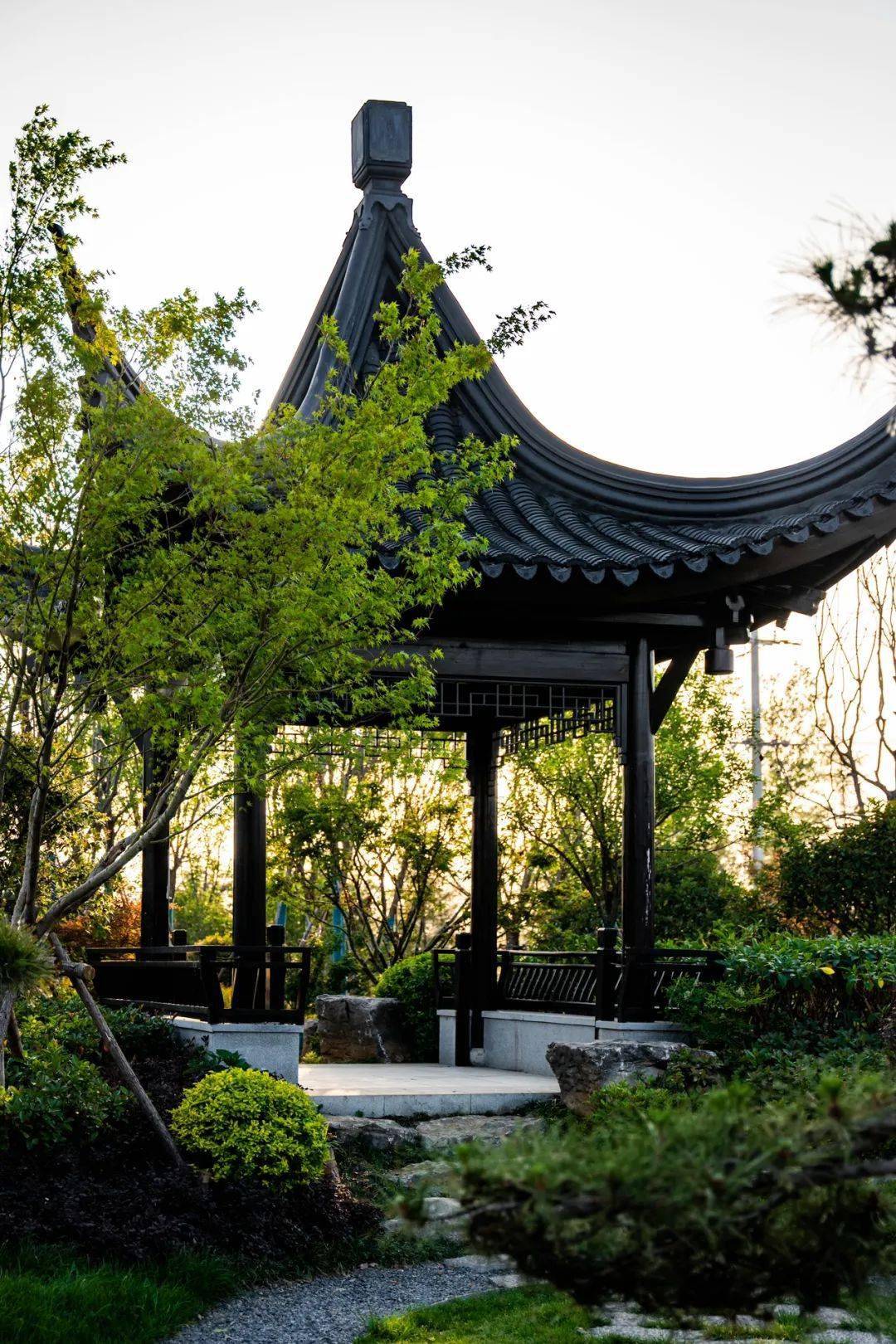 滕州:这个新公园太有底蕴了,飞檐高挑的四角攒尖亭,仿佛让人置身于