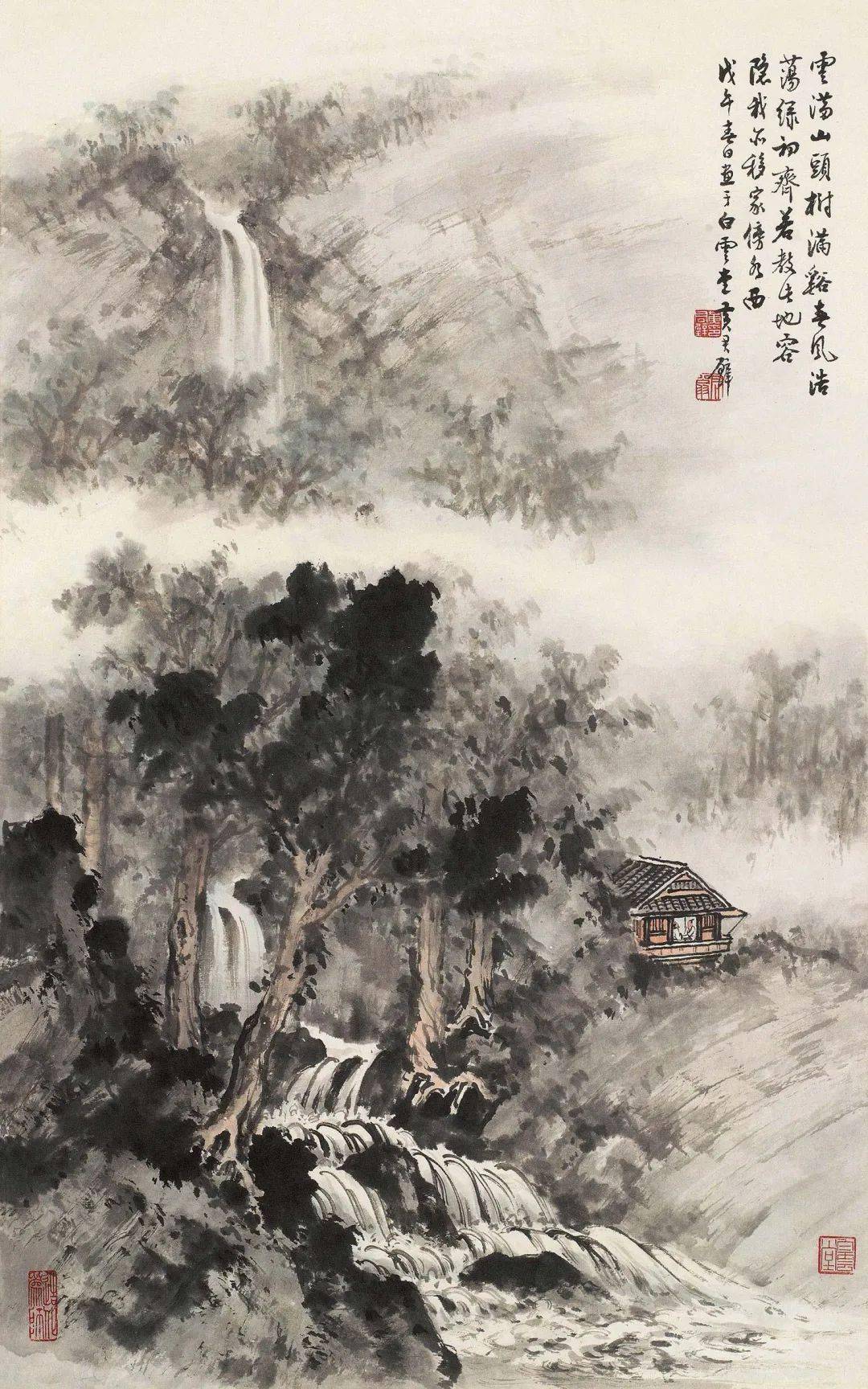 气势宏伟！黄君璧山水画瀑布欣赏_搜狐网