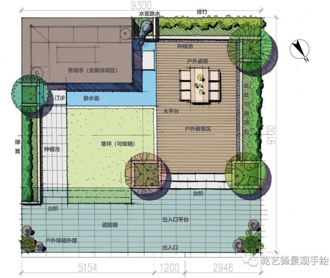 83平 | 现代露台花园设计方案_区域_构思_亭子