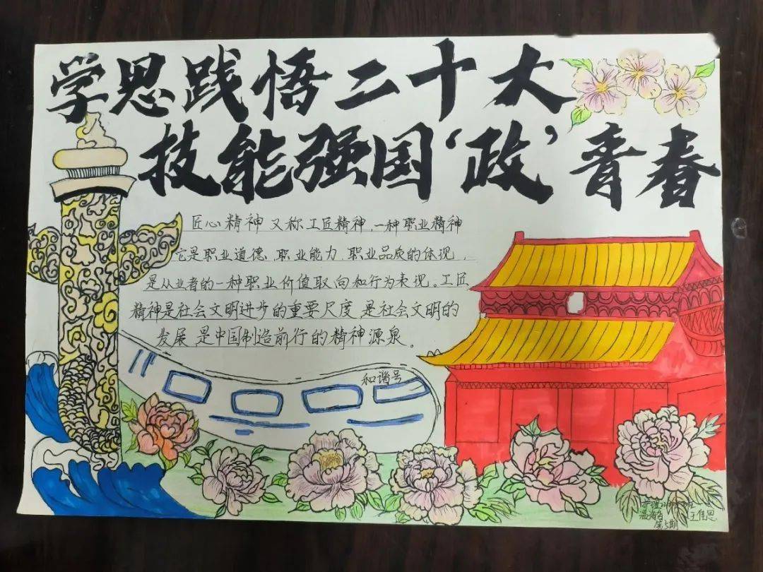 手抄报|学思践悟二十大,技能强国"政"青春.