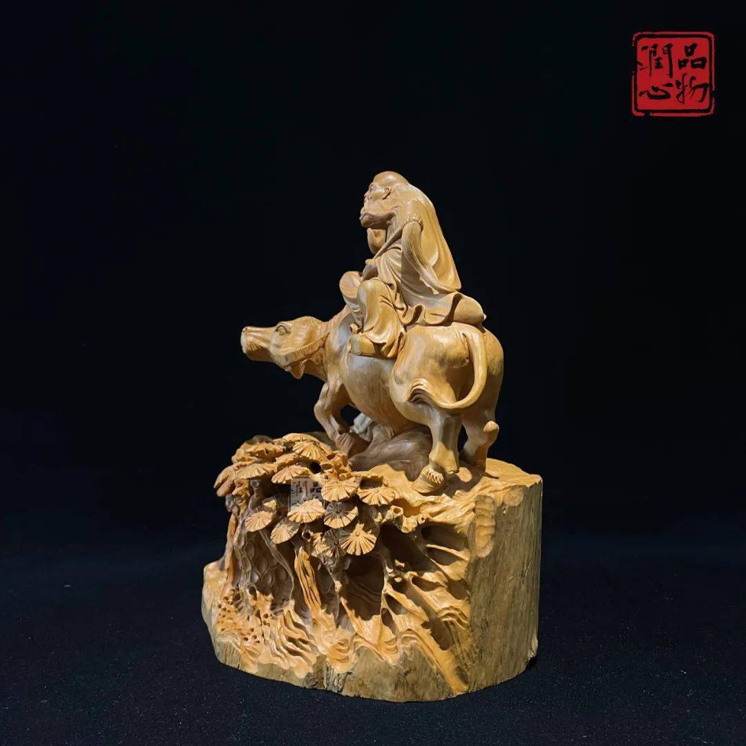 【品物润心】小叶黄杨木雕珍品《老子出关》_家具_平台_寓意