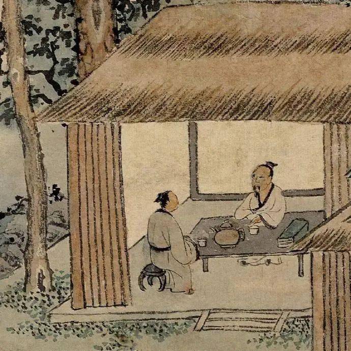 【文徵明 明 山水人物画《品茶图》】_陆子傅_生活_cm