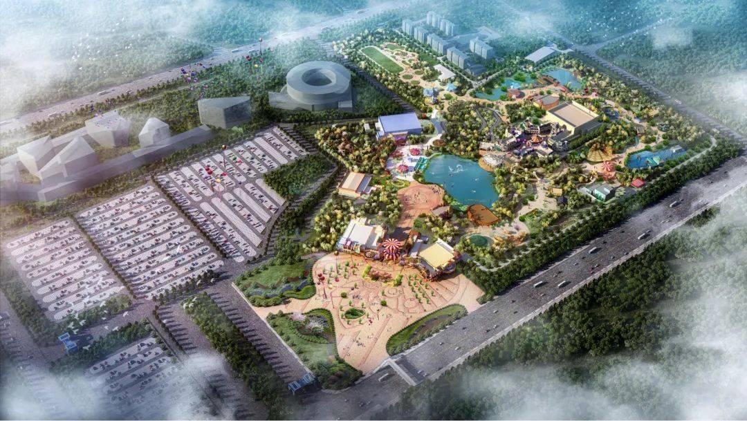 营业的"青岛明月山海间"不夜城和预计二季度开工的方特熊出没游乐园
