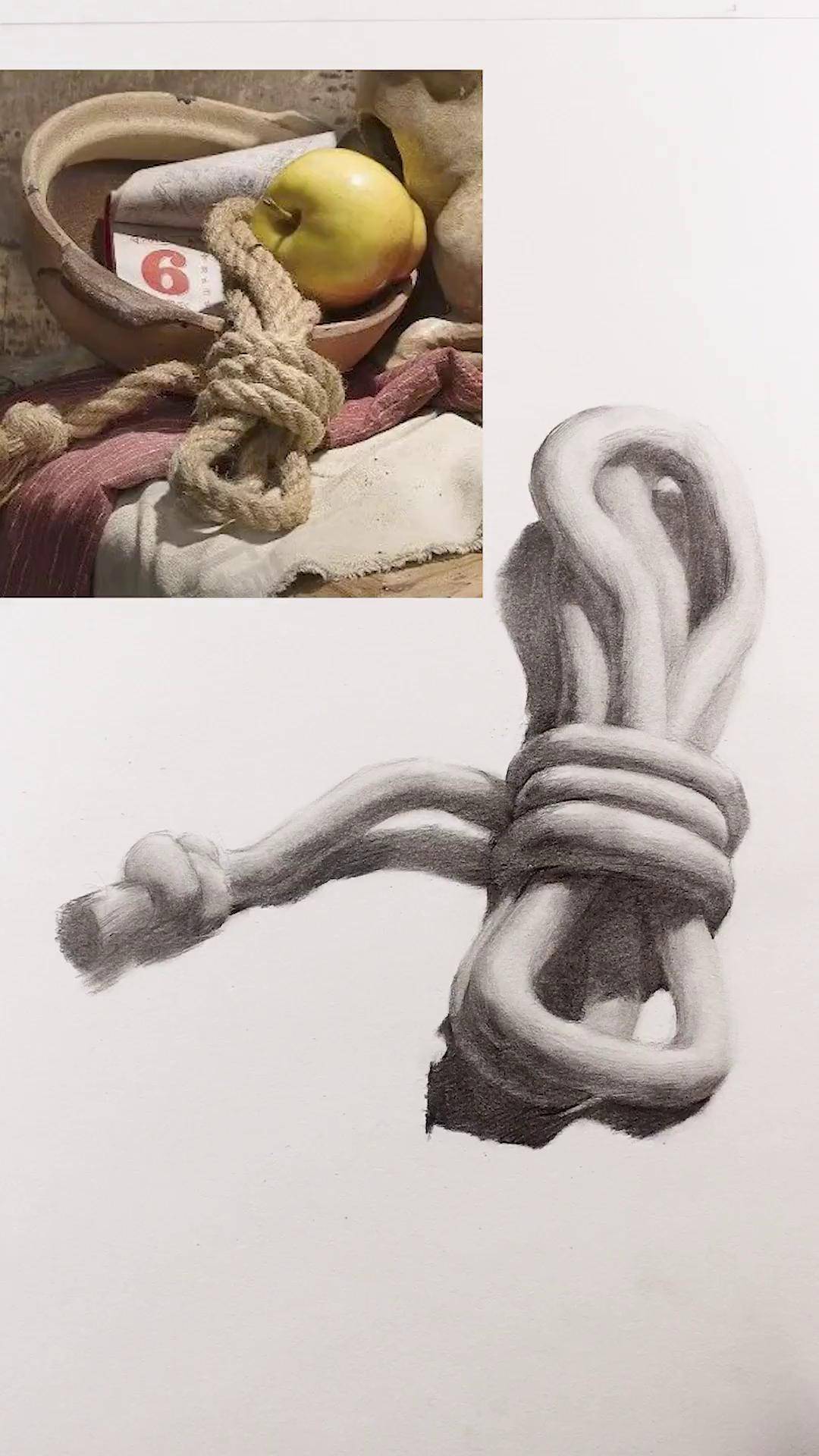一朝画素描十年怕麻绳,画麻绳看这条就够了素描 素描教程 一起学画画