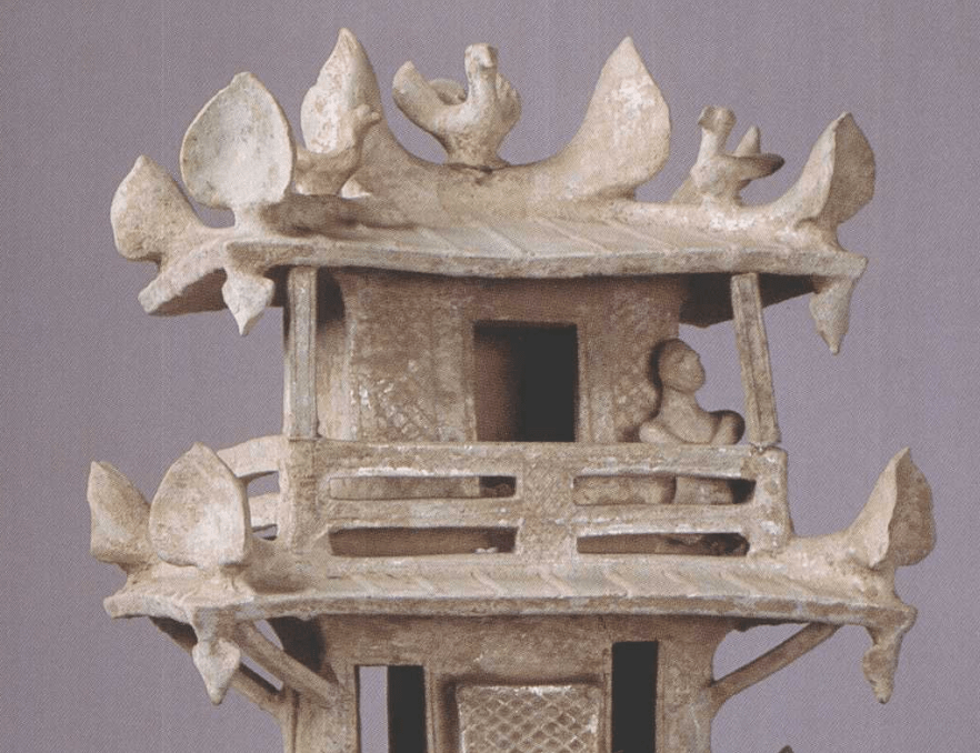 五层绿釉陶望楼东汉晚期通高90厘米面阔28厘米进深31厘米陕县出土一至